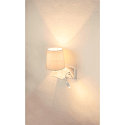 LED Wall luminaire SOMNILA FLEX Indoor, E27, mit LED Spot 65lm, 3000K, white, incl. USB port, Spot left