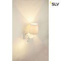SLV LED Vglampe SOMNILA FLEX Indoor, E27, mit LED Spot 65lm, 3000K, hvid, inkl. USB port, Spot hjre