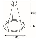 SLV LED Pendel ONE 60 PD DALI UP/DOWN, CCT switch, 3000/4000K, 400/410lm, hvid