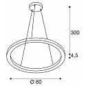 SLV LED Pendel ONE 80 PD DALI UP/DOWN, CCT switch, 3000/4000K, 615/635lm, hvid