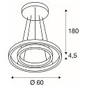 SLV LED Pendant luminaire ONE DOUBLE PD PHASE UP/DOWN, CCT switch, 2700/3000K, 615/635lm, white