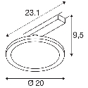 SLV LED 1-phase spot PANEL TRACK, round, 20cm, 18W, 3000K, black
