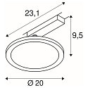 LED 1-faset spot PANEL TRACK, rund, 20cm, 18W, 3000K, sort