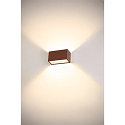 SLV LED Udend�rs V�glampe SITRA M WL UP/DOWN, CCT switch 3000/4000K, rustfarvet