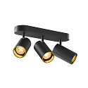SLV wall and ceiling luminaire ASTO TUBE CW TRIPLE 3 flames, long, cardanic swivelling GU10 IP20, black dimmable