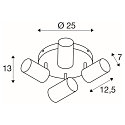 SLV wall and ceiling luminaire ASTO TUBE CW QUADRUPLE 4 flames, round, cardanic swivelling GU10 IP20, black dimmable