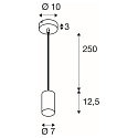 SLV pendant luminaire ASTO TUBE 1 flame, round, rigid GU10 IP20, black dimmable