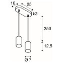 SLV pendant luminaire ASTO TUBE 2 flames, rigid, long GU10 IP20, white dimmable