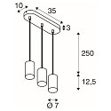 SLV pendant luminaire ASTO TUBE 3 flames, rigid, long GU10 IP20, white dimmable
