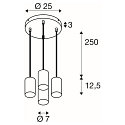 SLV pendant luminaire ASTO TUBE 4 flames, round, rigid GU10 IP20, black dimmable