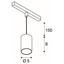 SLV pendant luminaire NUMINOS� XS TRACK 48V DALI controllable IP20, chrome, black dimmable