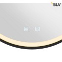 SLV Spejl med belysning TRUKKO 60 IP44, sort, gennemsigtig dmpbar