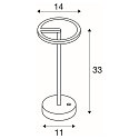 SLV Batteri bordlampe VINOLINA ONE med touch-d�mper, ringform IP54, rust d�mpbar