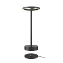 SLV battery table lamp VINOLINA ONE with touch dimmer, ring shape IP54, black dimmable