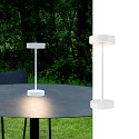 SLV battery table lamp VINOLINA 2-CCT 2-fold, cylindrical, CCT Switch, with touch dimmer, with charging station IP54, white dimmable