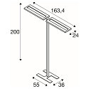 SLV floor lamp WORKLIGHT PRO IP20, grey dimmable