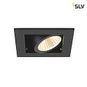 SLV ceiling recessed luminaire KADUX SINGLE square IP20, black dimmable