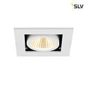 SLV Indbygnings loftlampe KADUX SINGLE firkantet IP20, sort, hvid dmpbar