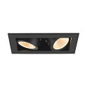 SLV Indbygnings loftlampe KADUX DOUBLE firkantet IP20, sort d�mpbar