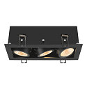 Indbygnings loftlampe KADUX TRIPLE firkantet IP20, sort d�mpbar
