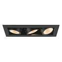 SLV Indbygnings loftlampe KADUX TRIPLE firkantet IP20, sort d�mpbar