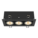 SLV Indbygnings loftlampe KADUX TRIPLE firkantet IP20, sort d�mpbar