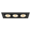 SLV Indbygnings loftlampe KADUX TRIPLE firkantet IP20, sort d�mpbar