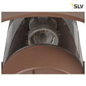 SLV outdoor wall luminaire PHOTONI half round, conical E27 IP55, rust dimmable
