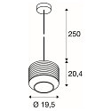 pendant luminaire PANTILO ROPE 20 E27 IP20, silver dimmable