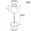 SLV Batteri bordlampe VINOLINA TWO IP65, hvid dmpbar
