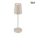SLV battery table lamp VINOLINA TWO IP65, sand coloured dimmable