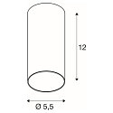 SLV Downlight KAMI CL SINGLE cylindrisk, stiv, overflademonteret version GU10 IP20, sort, hvid mat d�mpbar