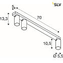 SLV Loftlampe KAMI 3-flammer GU10 IP20, guld, sort