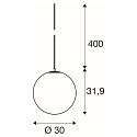 SLV Pendel SUN 30 med �bent kabel, balleformet E27 IP20, d�mpbar