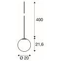 SLV Pendel SUN 20 med �bent kabel, balleformet E27 IP20, d�mpbar
