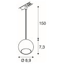 SLV 1-faset pendul LIGHT EYE� 90 GU10 IP20, hvid d�mpbar