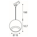SLV 3-phase pendant luminaire LIGHT EYE� 150 down, ball shaped GU10 IP20, black matt dimmable