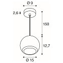 SLV pendant luminaire LIGHT EYE� 150 GU10 IP20, black dimmable