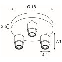 wall and ceiling luminaire PURI 2.0 BASIC 3 flames GU10 IP20, white dimmable