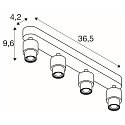 V�g- og Loftlampe PURI 2.0 BASIC LONG 4-flammer, lang GU10 IP20, hvid d�mpbar