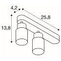 wall and ceiling luminaire PURI 2.0 - TUBE 2 flames, asymmetrical GU10 IP20, gold, black dimmable