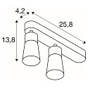 SLV wall and ceiling luminaire PURI 2.0 - CONE 2 flames, asymmetrical GU10 IP20, white dimmable
