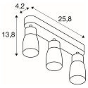 SLV wall and ceiling luminaire PURI 2.0 - DOME 3 flames, long GU10 IP20, grey dimmable