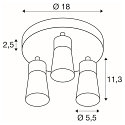 SLV wall and ceiling luminaire PURI 2.0 - CONE 3 flames, round GU10 IP20, black dimmable