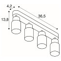 SLV V�g- og Loftlampe PURI 2.0 - TUBE 4-flammer, lang GU10 IP20, hvid d�mpbar