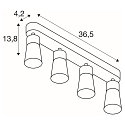 SLV V�g- og Loftlampe PURI 2.0 - CONE 4-flammer, lang GU10 IP20, hvid d�mpbar