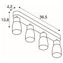 wall and ceiling luminaire PURI 2.0 - DOME 4 flames, long GU10 IP20, gold, black dimmable