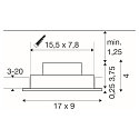 SLV Indbygnings loftlampe NEW TRIA� 155 PHASE 2-flammer, stiv, firkantet IP20, sort d�mpbar
