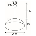 SLV Pendel FORCHINI M 50 down, halvrund E27 IP20, sort mat d�mpbar