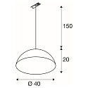 1-faset pendul FORCHINI M 40 TRACK E27 IP20